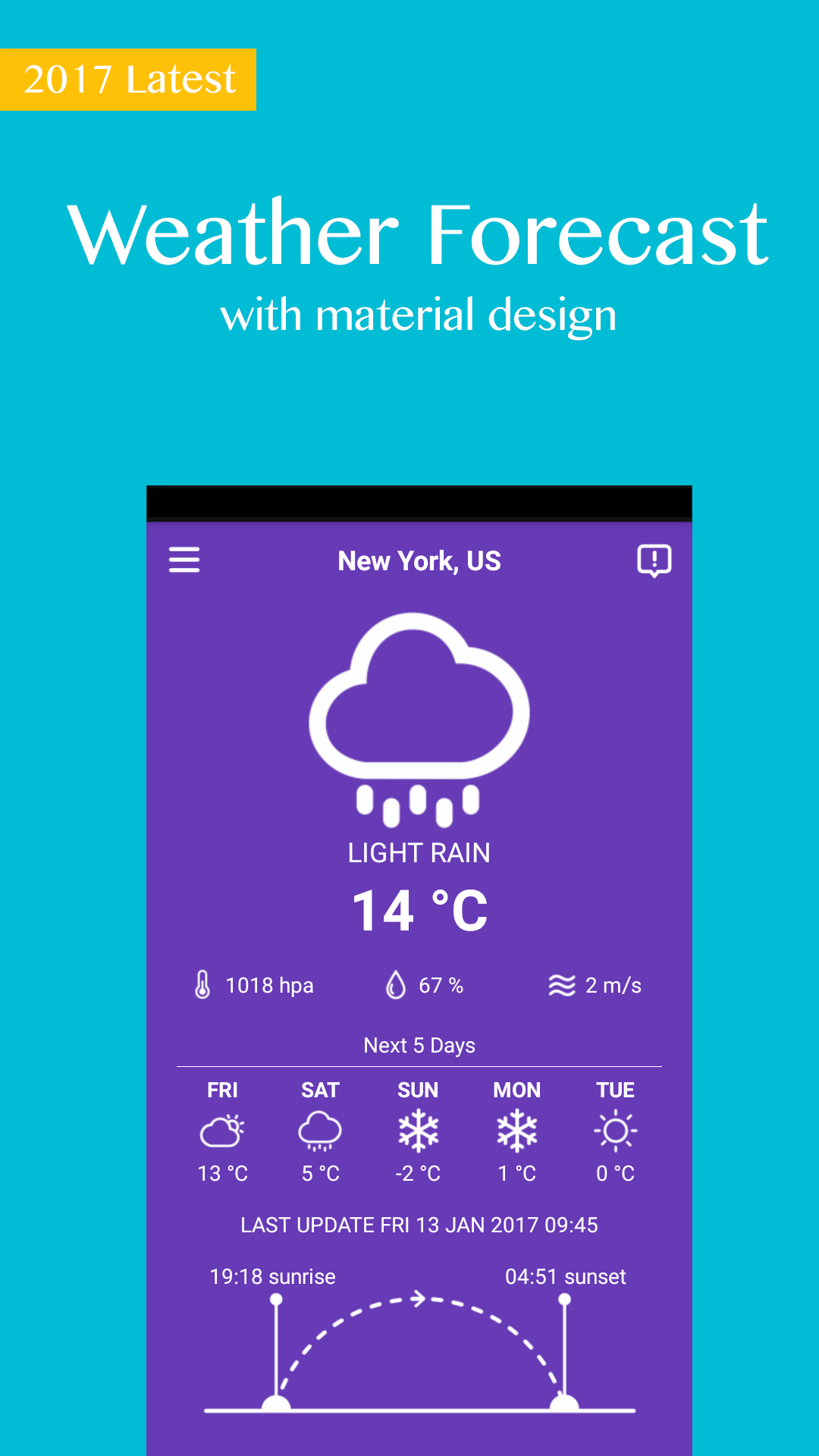 Android application Weather Forecast Free 2017 screenshort