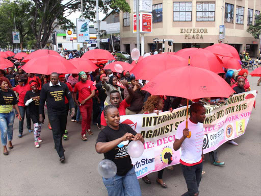 A file photo of commercial sex workers during a demonstration in Nairobi. /COLLINS KWEYU