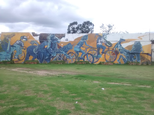 Mural Caballos De Acero Azul