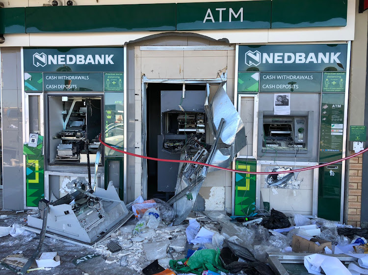 A destroyed Nedbank ATM at Diepkloof Mall in Soweto.