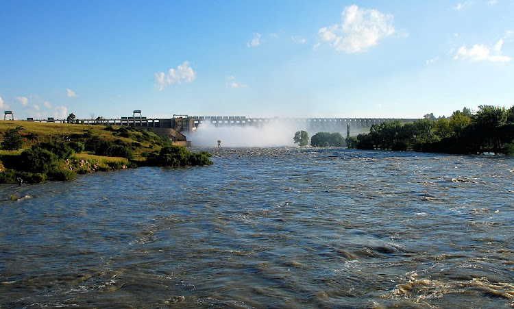 A file picture from 2010 showing the Vaal Dam with all its sluice gates open.