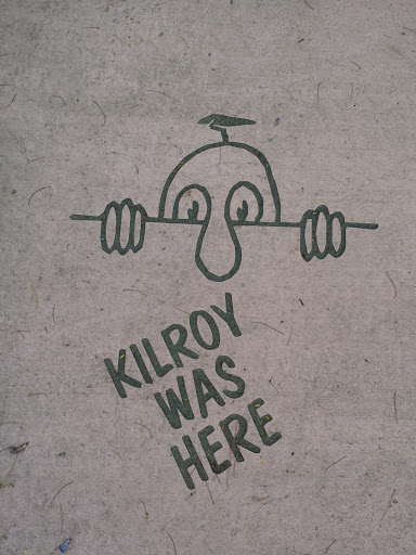 Kilroy Was Here Concrete Etching