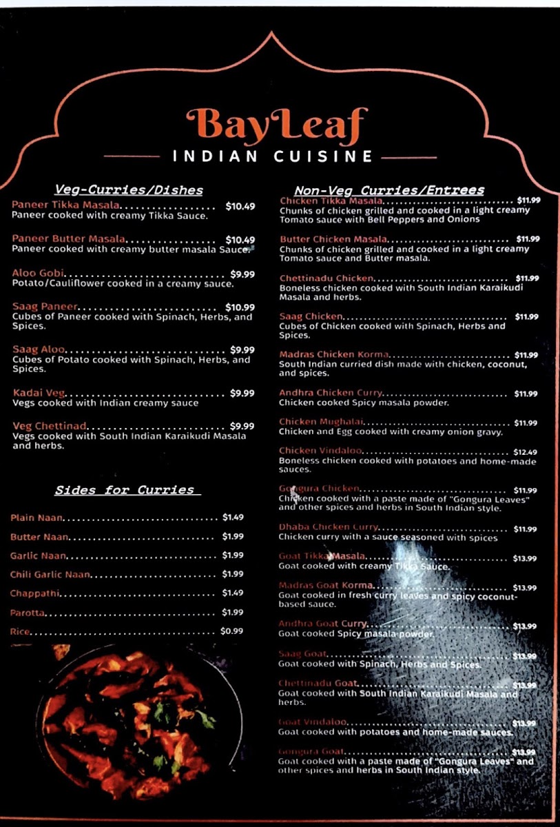 Bayleaf Indian Restaurant gluten-free menu