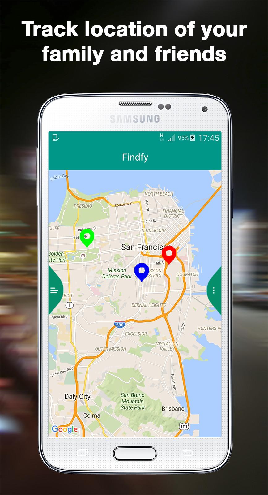 Android application Findfy - Share Your Location! screenshort