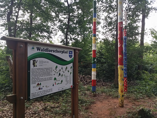 Totempfähle am Waldforscherpfad Otterbach