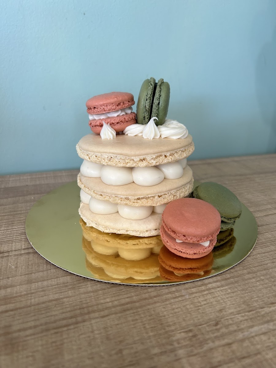 Custom macaron cakes available by pre-order