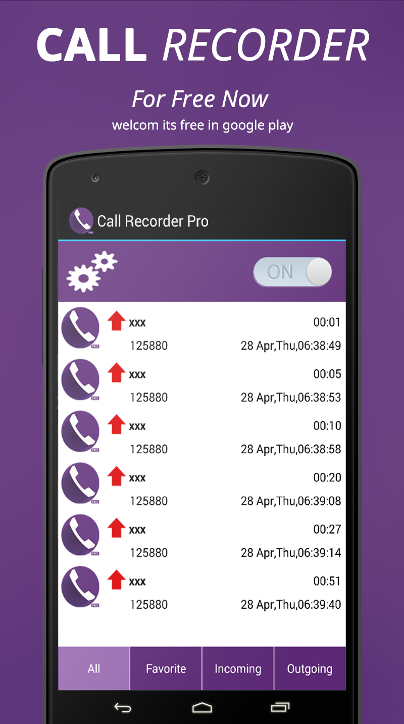 Android application auto call recorder 2016 screenshort
