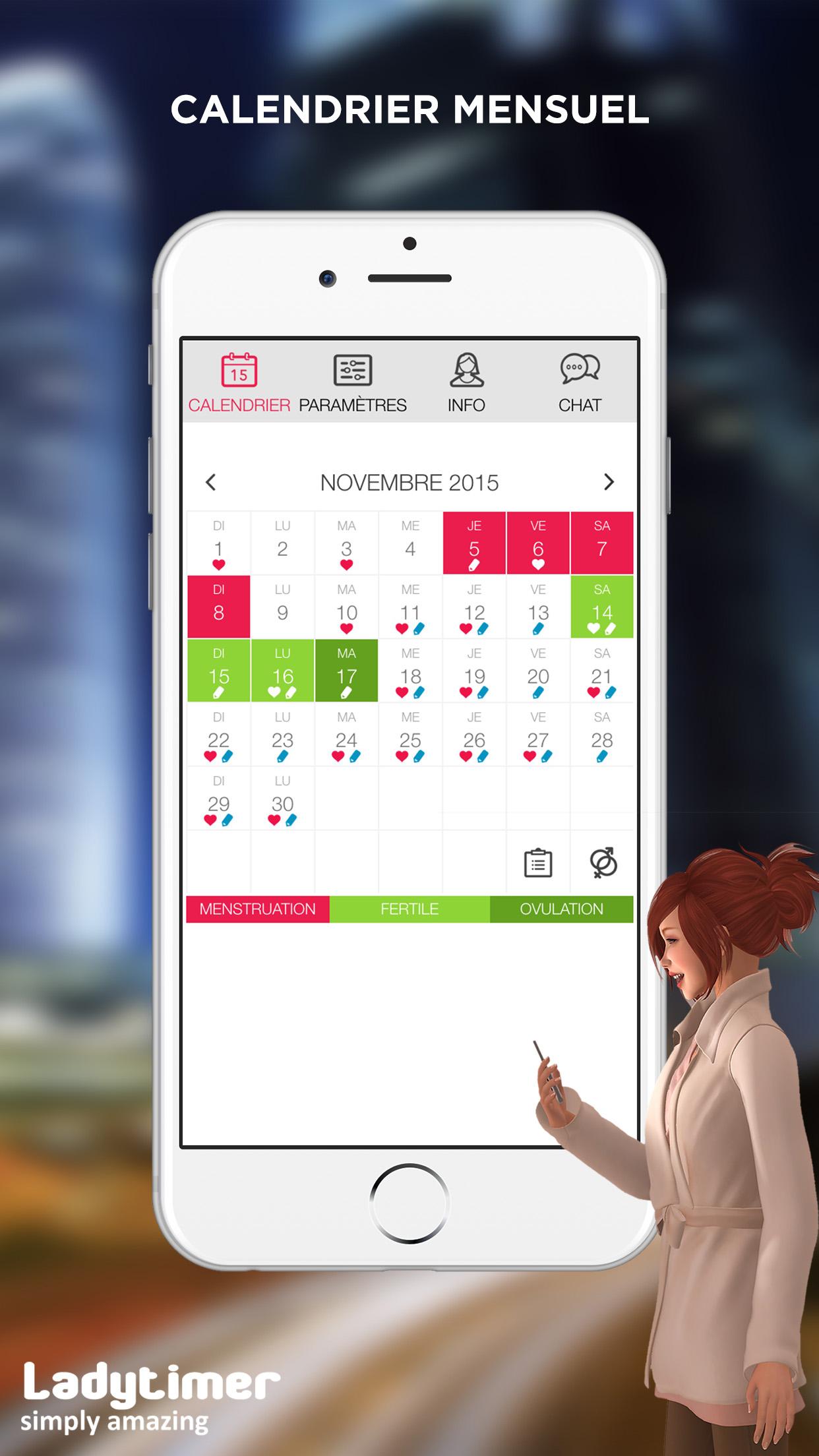 Android application Ladytimer Ovulation Calendar screenshort
