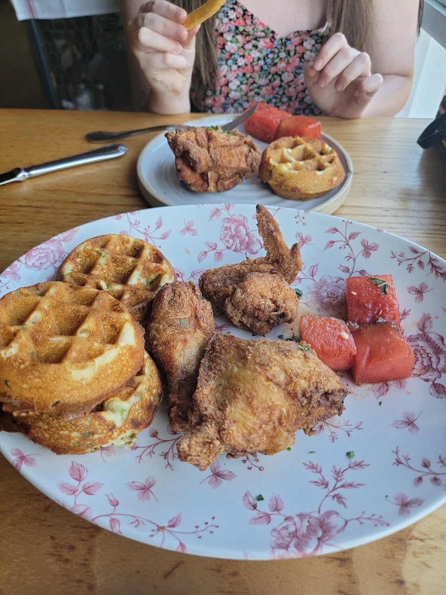 Chicken watermelon and waffles