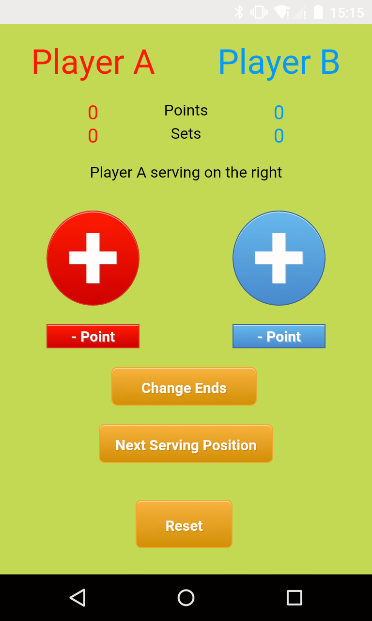 Android application Mini Tennis Scorer screenshort