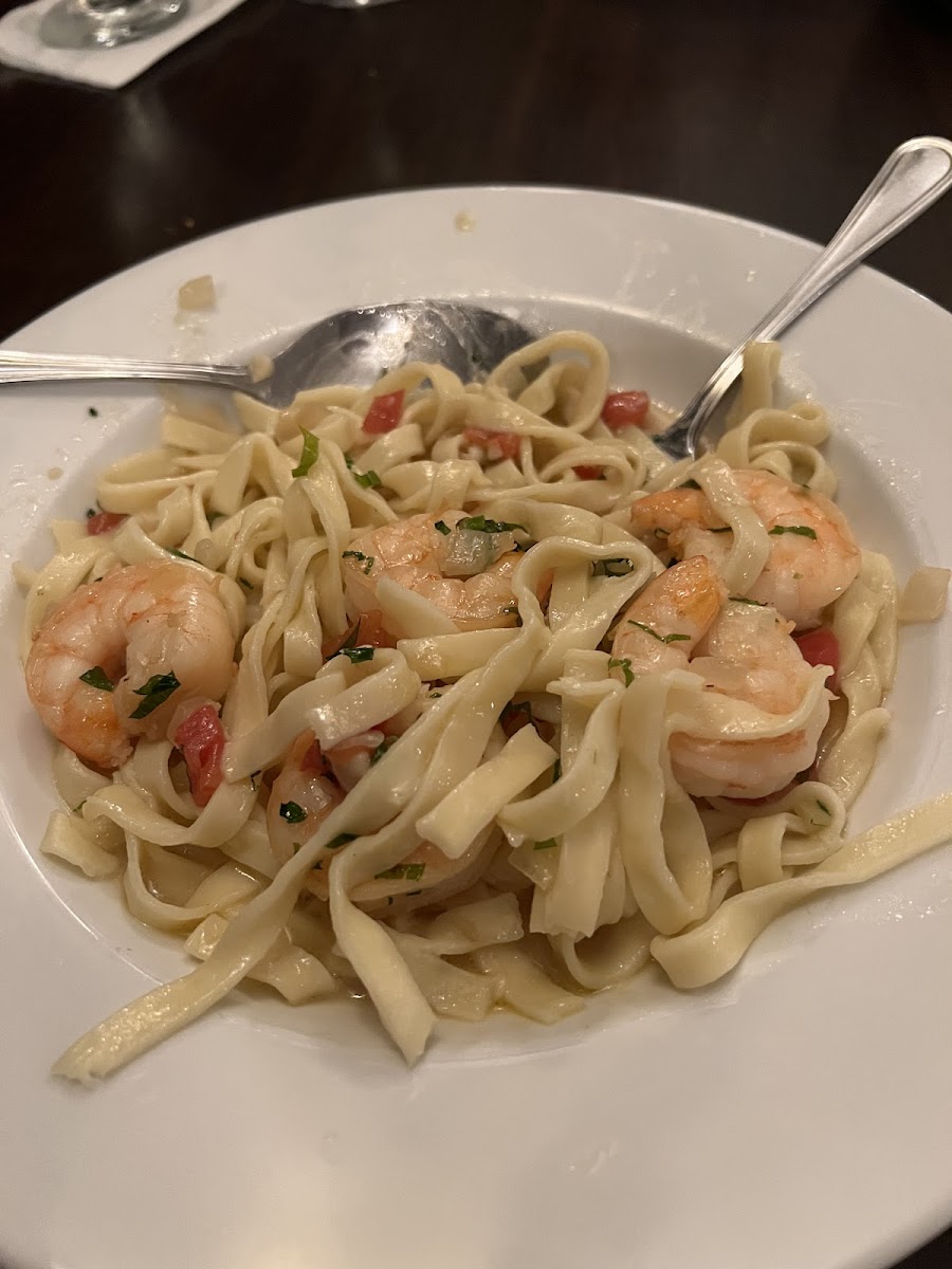 GF fettucine garlic shrimp