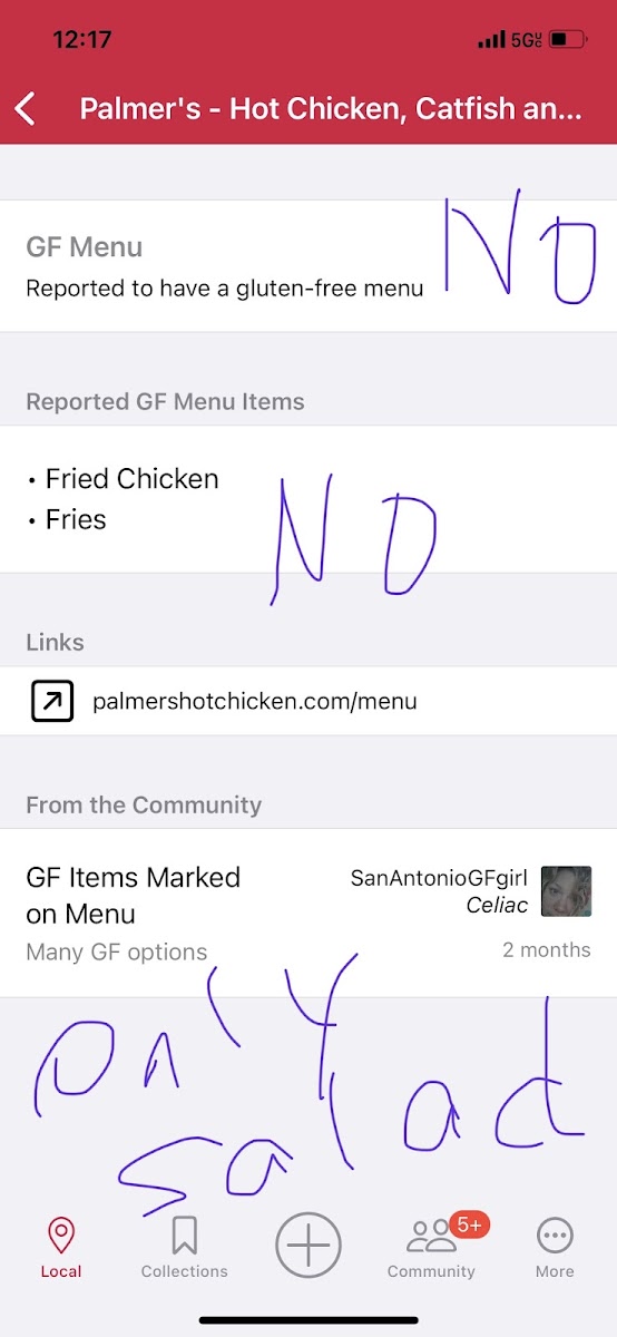 Gluten-Free at Palmer's - Hot Chicken, Catfish and Shrimp