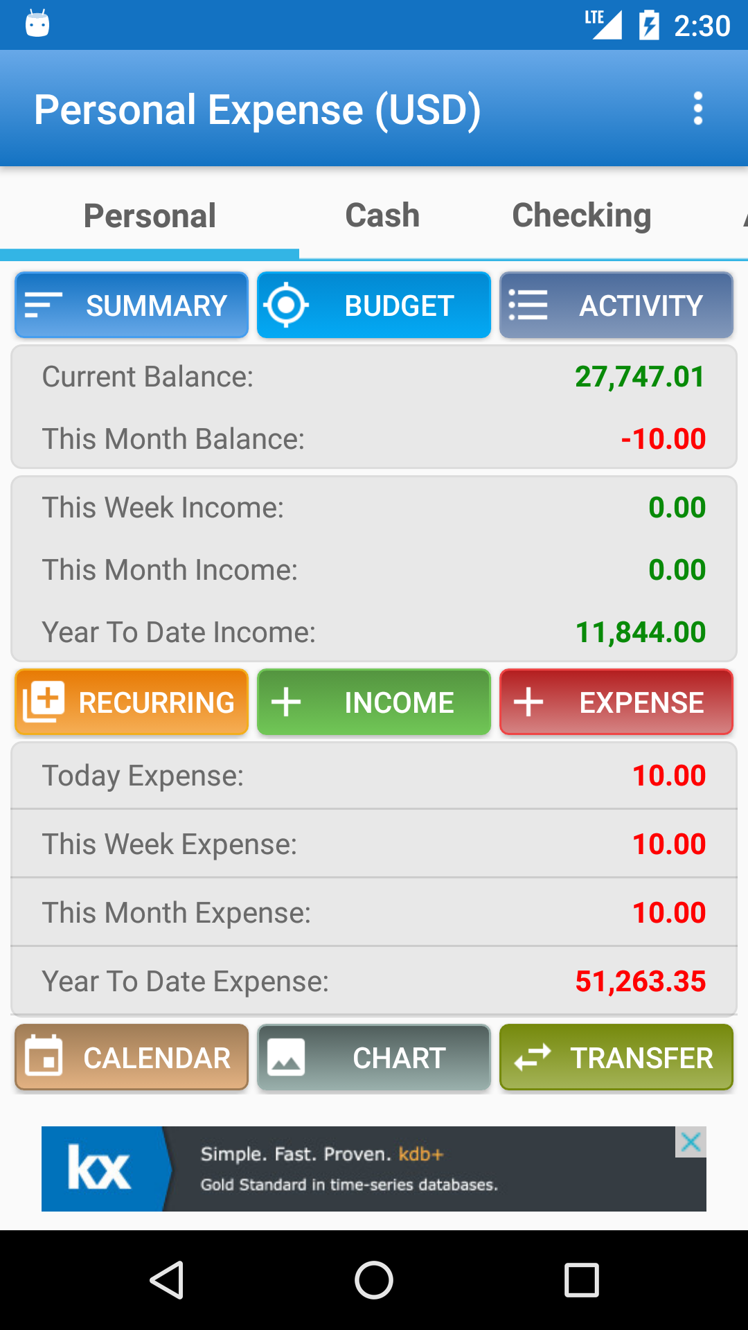 Android application Expense Manager Pro screenshort