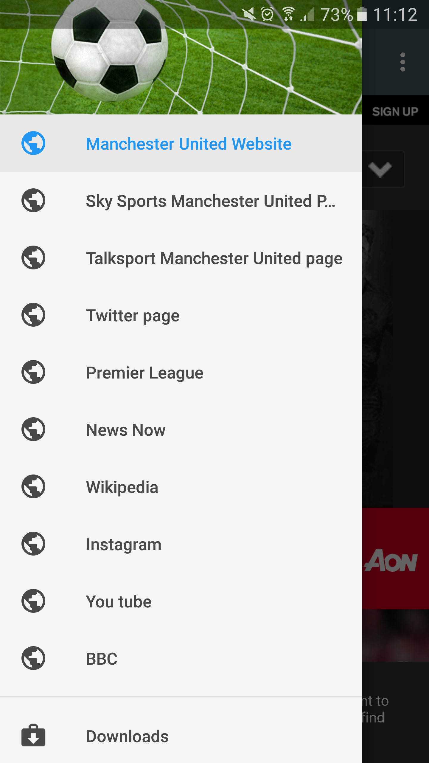 Android application Unofficial Man United app screenshort