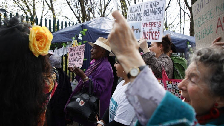 A crowd of supporters gathered outside the prison on Wednesday