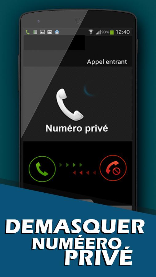 Android application Demasquer numero prive screenshort