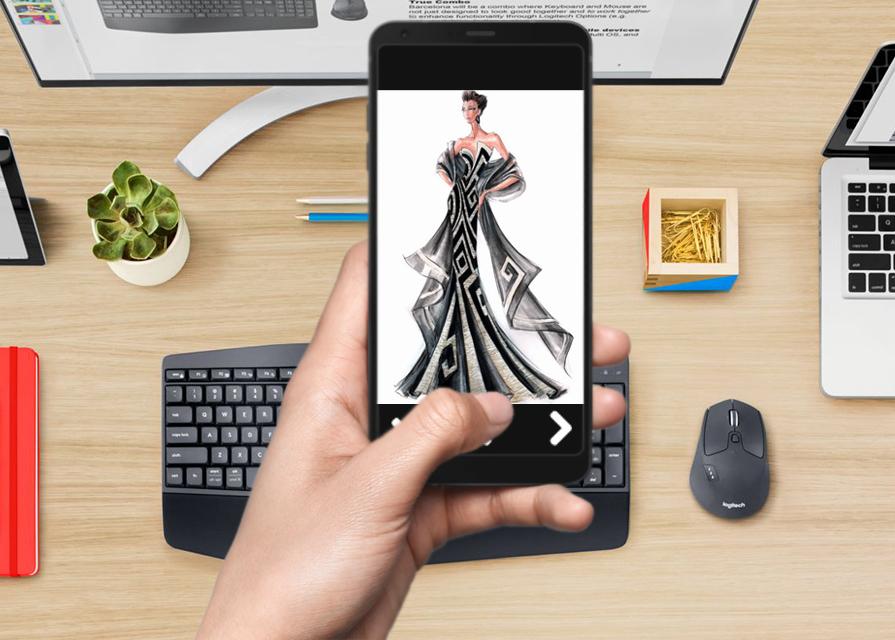 дизайн эскиз элегантное платье — приложение на Android