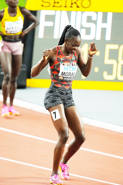Mary Moraa dances after clinching world 800m title in Budapest last year