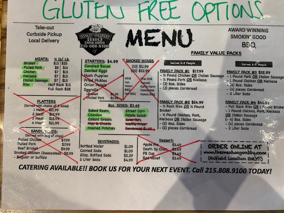 MeatWagon BBQ gluten-free menu