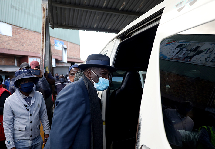 Police minister Bheki Cele during an operation at Stanger, a part of Ilembe District which is now becoming a hotspot for Covid-19.