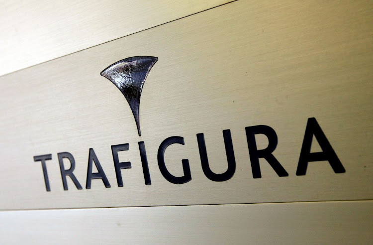 Trafigura's logo at its company office entrance in Geneva, Switzerland. Picture: DENIS BALIBOUSE/REUTERS