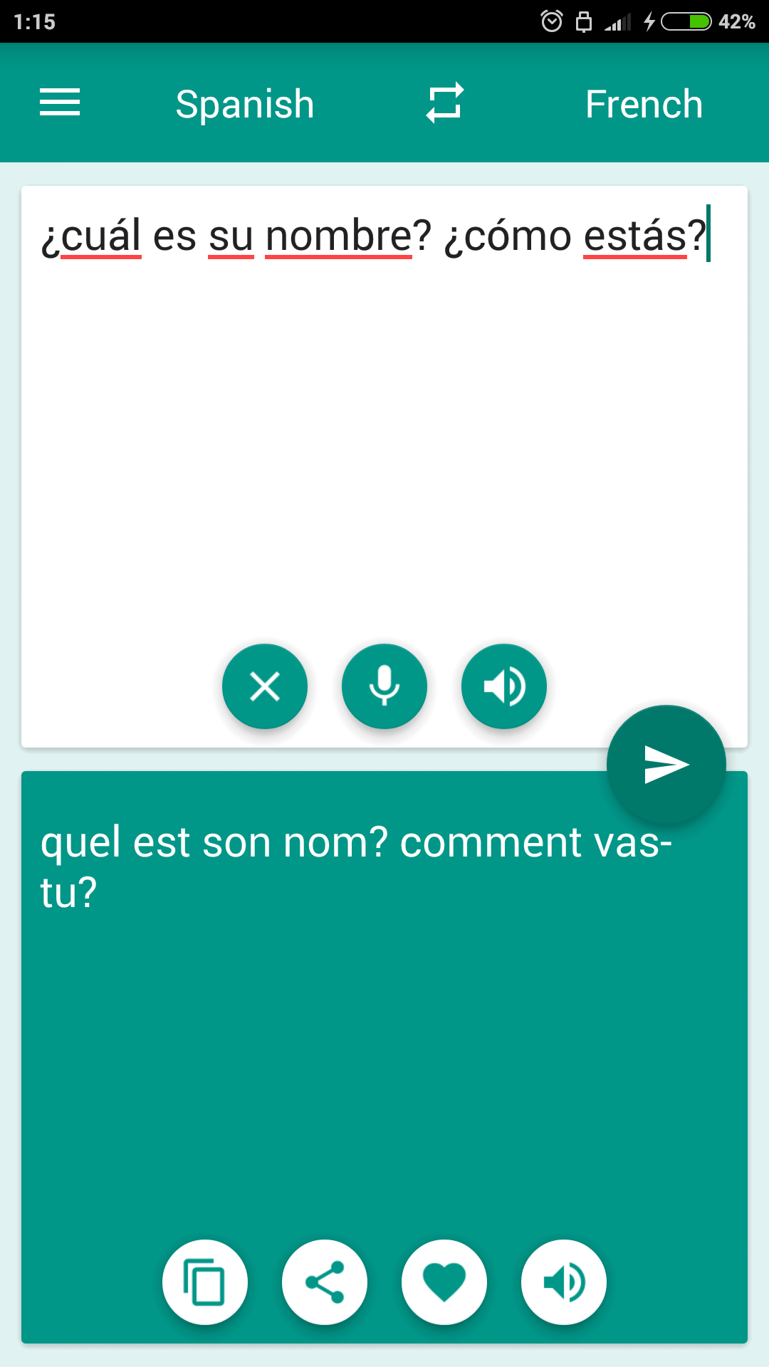 Android application French-Spanish Translator screenshort