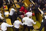 The State of the Nation address was disrupted by the EFF resulting in the party being ordered out of the chamber by security forces.  File photo