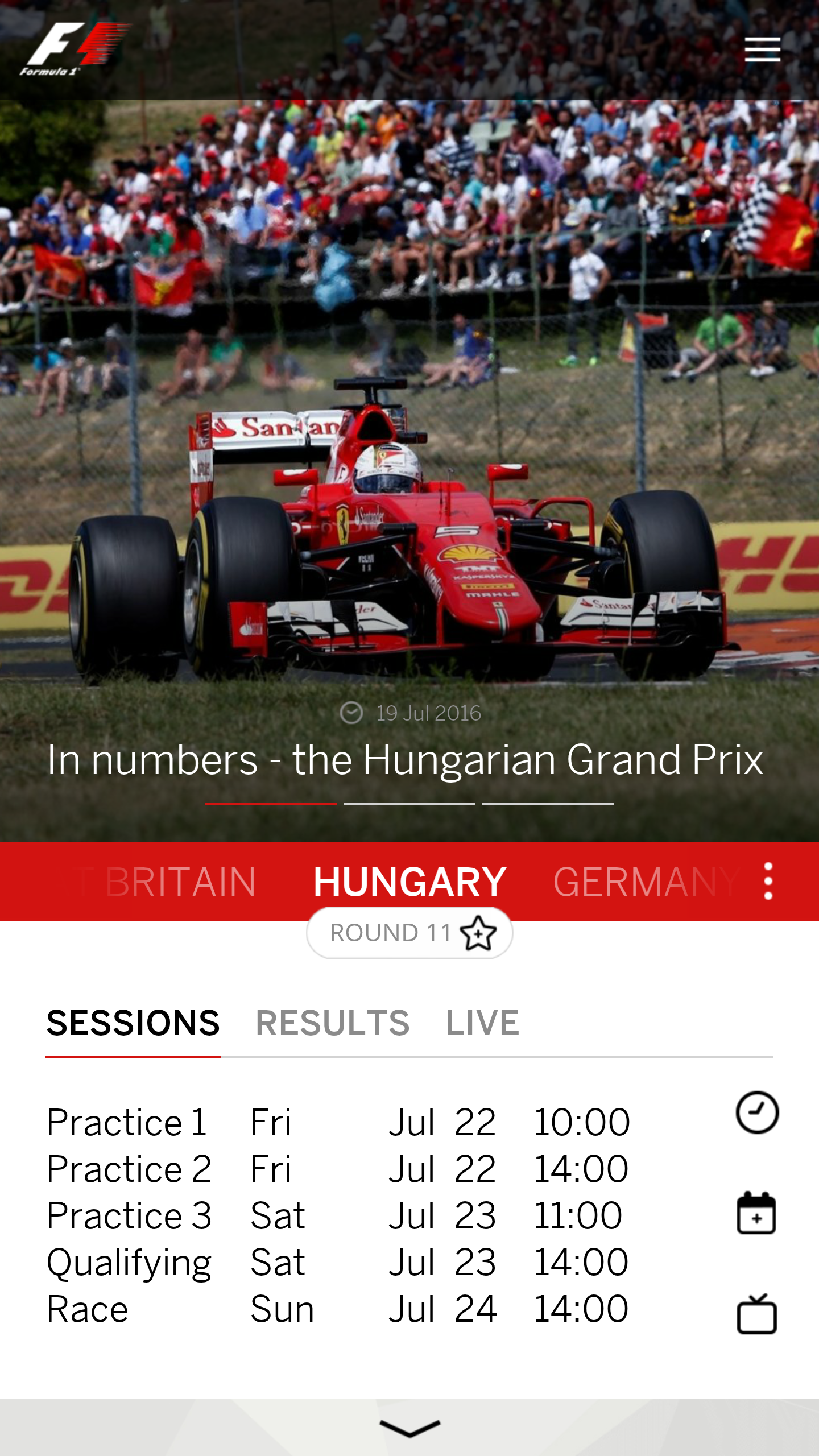 Android application Formula 1® screenshort