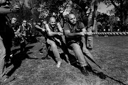 Members of The Vaal Side Chapter partake in a tug of war at a weekend hosted by the  West Side Chapter.