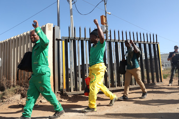 Mineworkers leave Gold One mine in Springs after spending four days underground.