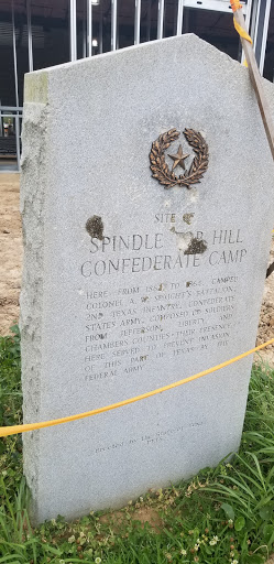 Here from 1862 to 1864, camped Colonel A. W. Spaight's Battalion, 2nd Texas Infantry, Confederate States Army, composed of soldiers from Jefferson, Liberty, and Chambers counties. Their presence...