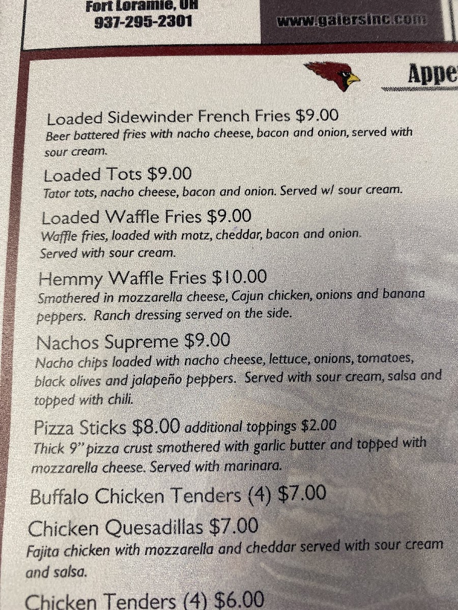 Speedway Lanes gluten-free menu