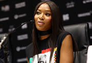 International model and producer of Global Citizen Festival, Naomi Campbell addresses the media