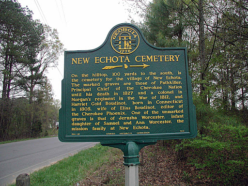 On the hilltop, 100 yards to the south, is the cemetery for the village of new Echota. The marked graves are those of Pathkiller, Principal chief of the Cherokee Nation until his death in 1827 and...