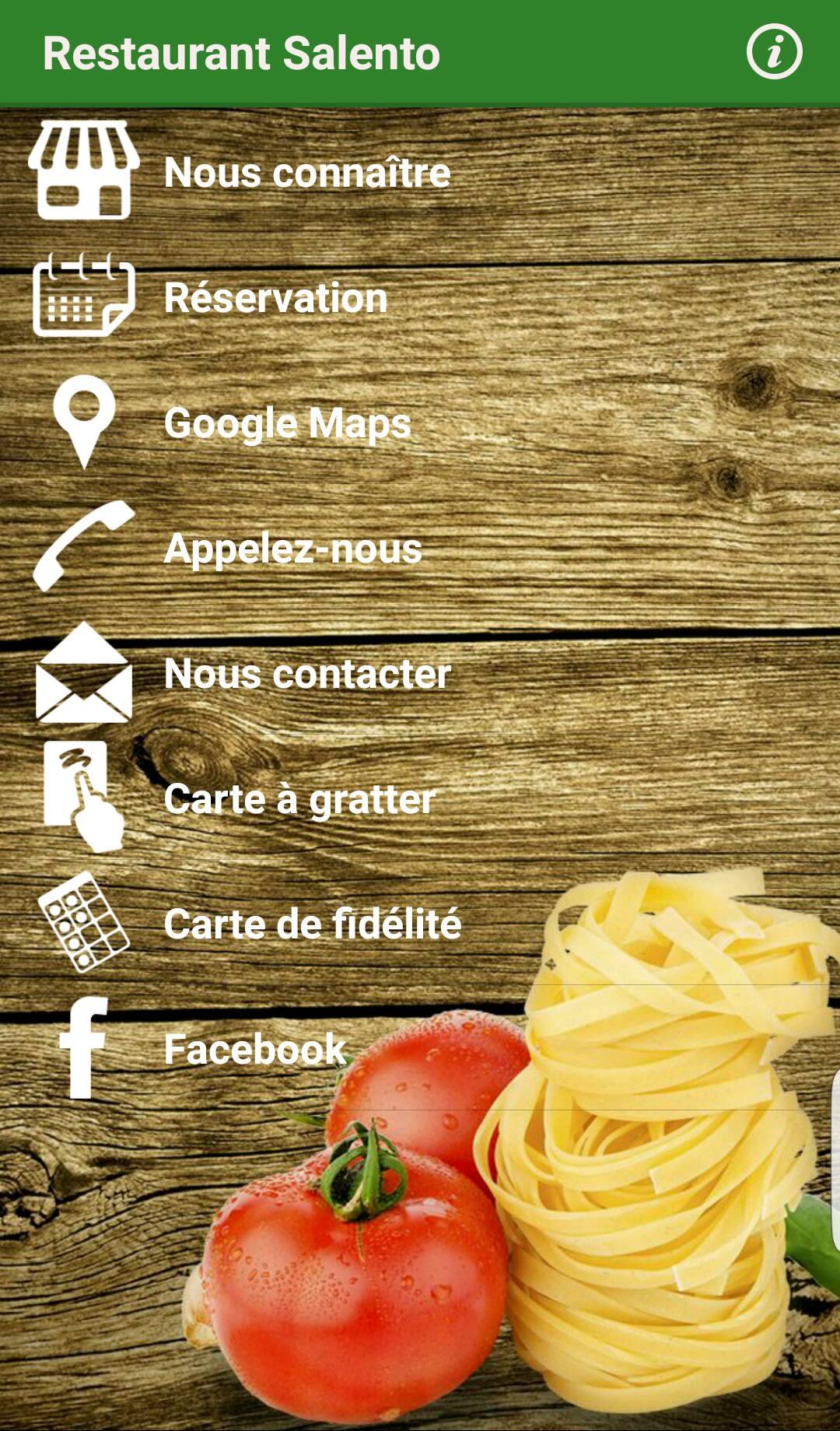 Android application Restaurant Salento screenshort