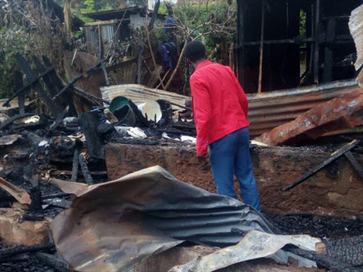 The debris houses razed in Kaaga village, Meru town, November 18, 2017. /GERALD MUTETHIA