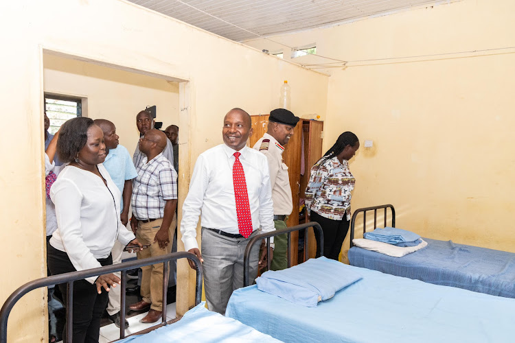 Interior CS Kithure Kindiki inspecting the Miritini Drug Treatment and Rehabilitation Centre in Mombasa on March 27, 2024