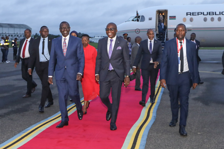 President William Ruto arrives in Dar es Salaam ,Tanzania, ahead of the 60th anniversary of the Union of mainland Tanzania and the island of Zanzibar, April 25, 2024.