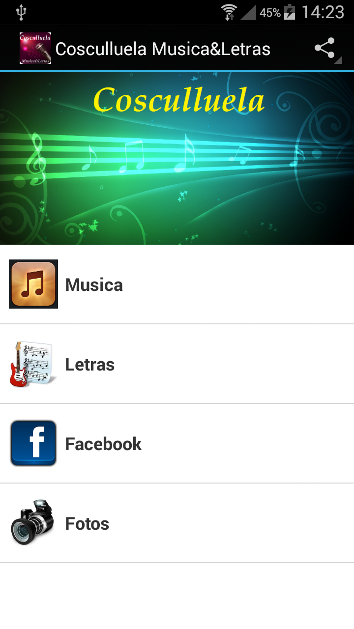 Android application Cosculluela Musica&amp;Letras screenshort
