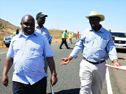 ALMOST THERE: Infrastructure PS John Mosonik (L) inspecting the 121km road from Merille to Marsabit and the 122km from Turbi to Moyale last Friday.