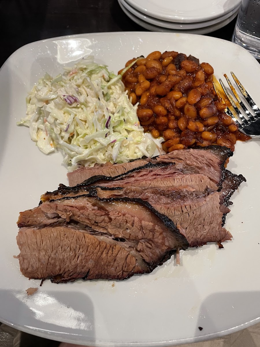 Brisket with baked beans and coleslaw!