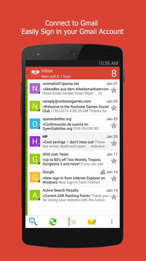 Android application Sync gmail all Mail App screenshort