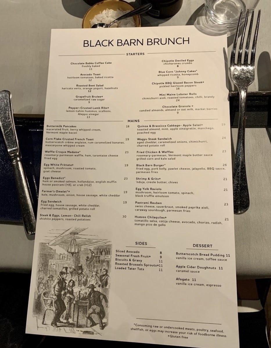 BLACKBARN Restaurant gluten-free menu