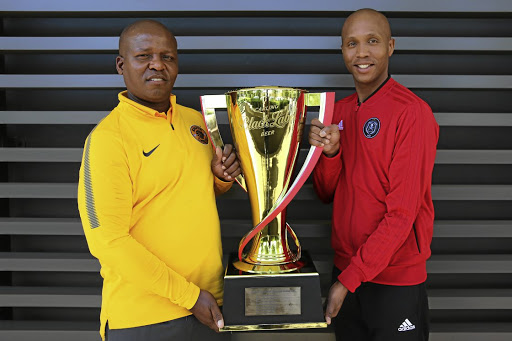 Carling Black Label Cup champion coaches Tsietsi Benny Majoroand Kagisho Moleme. / THAPELO MOREBUDI