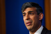 British Prime Minister Rishi Sunak attends a press conference at Downing Street in London, UK, on April 22 2024. 
