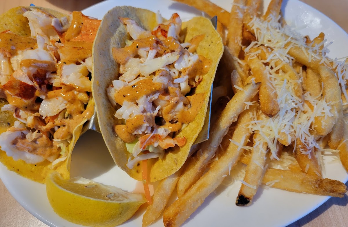 Lobster tacos with parmesean truffle fries