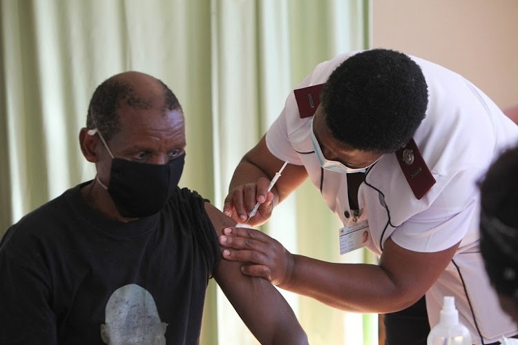 A resident receives a vaccine at Eldorado Park's Andries Meyer Old Age Home this week.