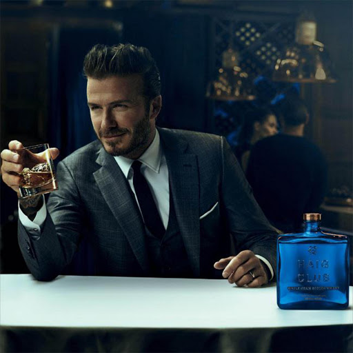 David Beckham with his whiskey