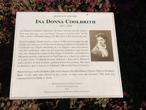 BERKELEY HISTORY INA DONNA COOLBRITH 1841-1928 Ina Donna Coolbrith, California's first poet laureate and the nation's first state laureate, was considered "the pearl of all her tribe" by her 19th...
