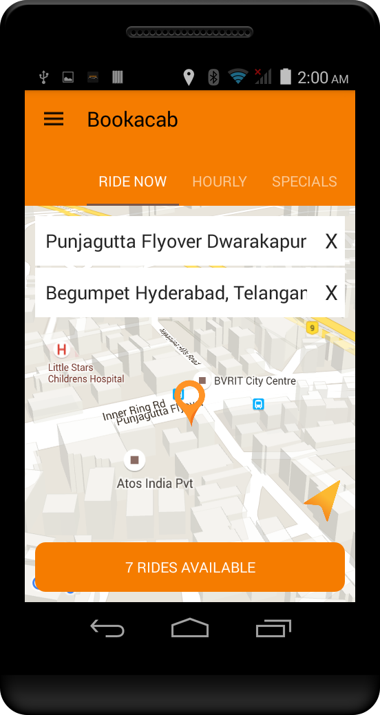 Android application Ride on Cab screenshort